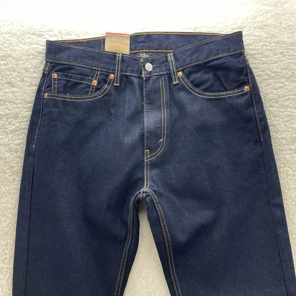 Levis Jeans Mens 32x30 Blue 505 Regular Straight Dark Wash Stretch Denim Cowboy